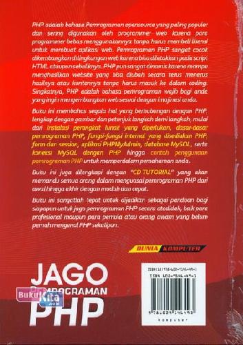 Cover Belakang Buku Jago Pemrograman PHP untuk Pemula & Orang Awam