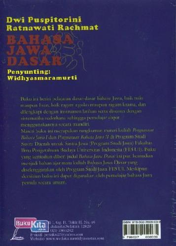 Cover Belakang Buku Bahasa Jawa Dasar