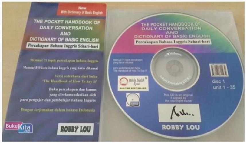Cover Buku The Pocket Handbook of Daily Conversation and Dictionary of Basic English + CDs (2 CD)