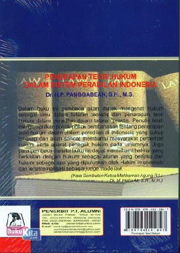 Cover Belakang Buku Penerapan Teori Hukum Dalam Sistem Peradilan Indonesia