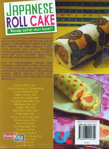 Cover Belakang Buku Japanese Roll Cake Resep Sehat dan Lezat Food Lovers