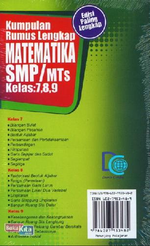Cover Belakang Buku Kumpulan Rumus Lengkap Matematika SMP Kelas 7,8,9