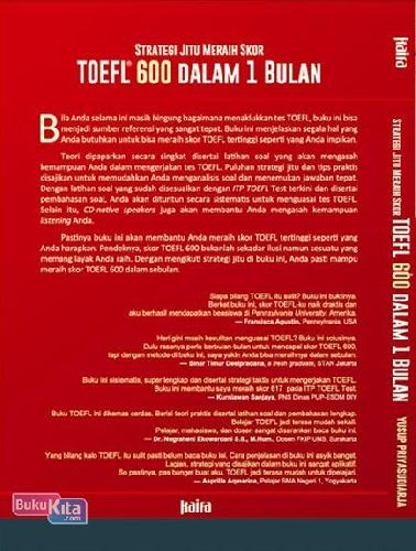 Cover Belakang Buku Toefl 600 Dalam 1 Bulan + Cd