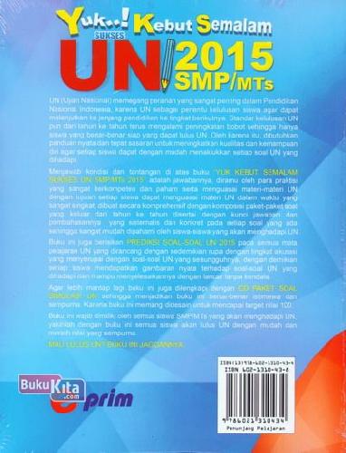 Cover Belakang Buku Yuk Kebut Semalam Sukses UN 2015 SMP/MTs