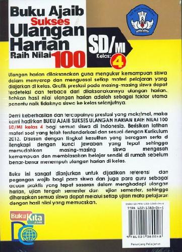 Cover Belakang Buku SD/Mi Kl 4 Buku Ajaib Sukses Ulangan Harian Raih Nilai 100 Kur 2013