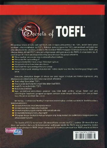 Cover Belakang Buku The Secret of TOEFL Plus CD ( 52 Rahasia Para Pembuat Soal TOEFL )