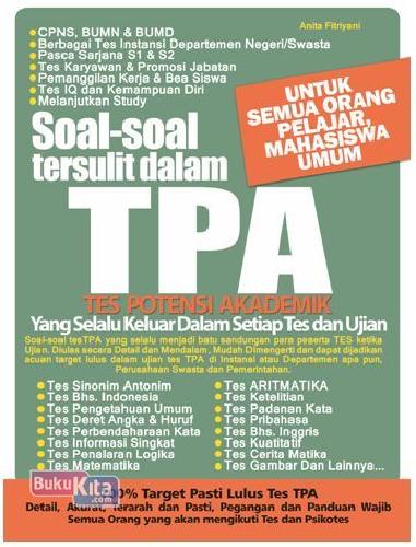 Cover Buku Soal-Soal Tersulit Dalam TPA_Untuk Semua Orang Pelajar Mahasiswa Umum