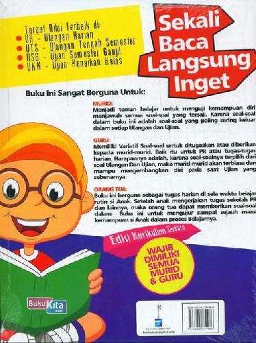 Cover Belakang Buku SD Kl 2 Sekali Baca Langsung Inget Ulangan Harian&Semesteran
