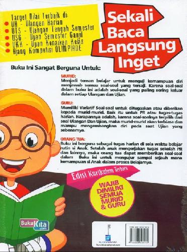 Cover Belakang Buku SD Kl 3 Sekali Baca Langsung Inget Ulangan Harian&Semesteran