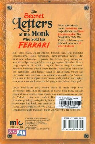 Cover Belakang Buku The Secret Letters of the Monk Who Sold His Ferrari