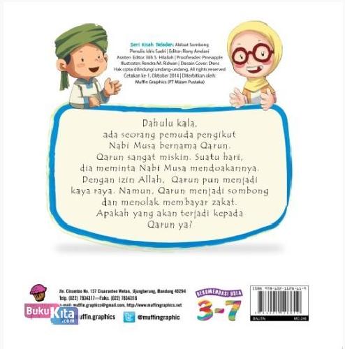 Cover Belakang Buku Board Book Seri Kisah Teladan : Akibat Sombong