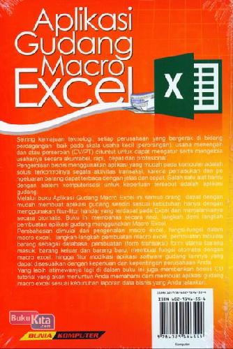 Cover Belakang Buku Aplikasi Gudang Macro Excel