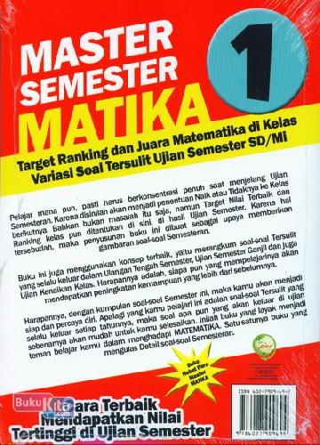Cover Belakang Buku SD/Mi Kl 1 Master Semester Matika