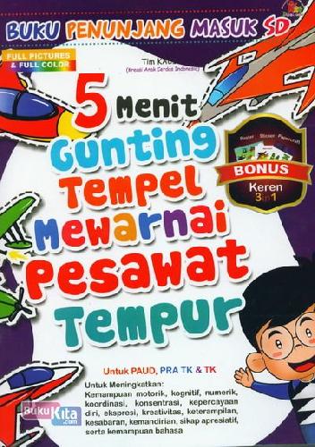 Cover Buku 5 Menit Gunting Tempel Mewarnai Pesawat Tempur (Full Color)