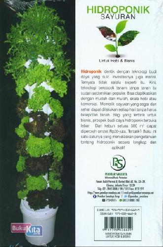 Cover Belakang Buku Hidroponik Sayuran Untuk Hobi dan Bisnis + DVD