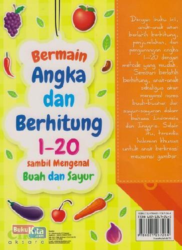 Cover Belakang Buku Bermain Angka Dan Berhitung 1-20 Sambil Mengenal Buah Dan Sayur