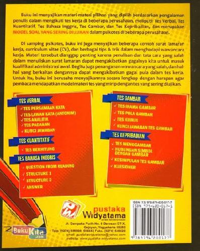 Cover Belakang Buku Soal-soal Psikotes Yang Sering Diujikan