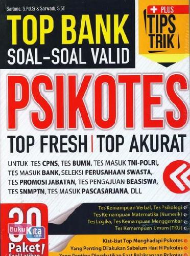 Cover Buku Top Bank Soal-Soal Valid Psikotes Top Fresh Top Akurat