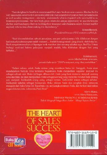 Cover Belakang Buku The Heart Sales Success ( Inti Penjualan itu Ada di Hati )