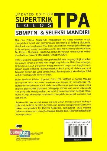 Cover Belakang Buku Update Edition Supertik Lolos Tpa Sbmptn & Seleksi Mandiri
