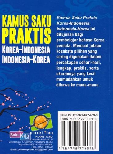 Cover Belakang Buku Kamus Saku Praktis Korea-indonesia, Indonesia-korea