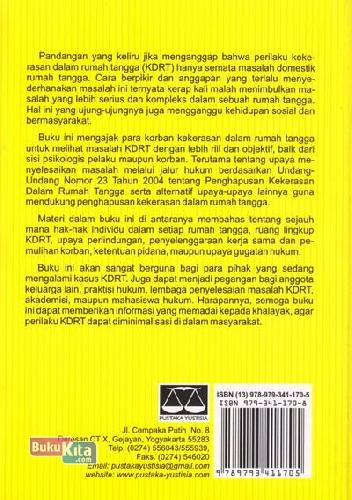 Cover Belakang Buku Penyelesaian Hukum KDRT ( Penghapusan Kekerasan dalam Rumah Tangga dan Upaya Pemulihannya )