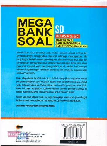 Cover Belakang Buku Mega Bank Soal SD Kelas 4, 5, & 6