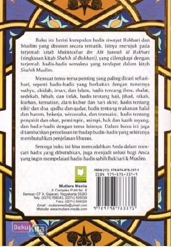 Cover Belakang Buku Ikhtisar Sahih Bukhari Dan Muslim