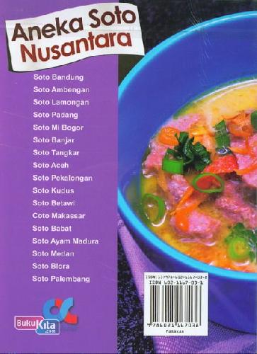 Cover Belakang Buku Aneka Soto Nusantara Sedap & Lezat