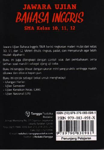 Cover Belakang Buku Jawara Ujian Bahasa Inggris SMA Kelas 10,11,12