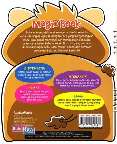 Cover Belakang Buku Magic Book Menulis Huruf&Angka Hijaiyah 4+Thn Bonus Spidol