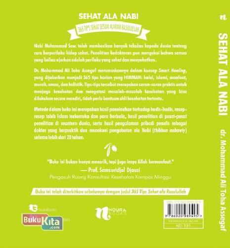 Cover Belakang Buku Sehat Ala Nabi: 365 Tips Sehat Sesuai Ajaran Rasulullah