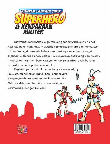Cover Belakang Buku Mewarnai & Menempel Stiker : Superhero & Kendaraan Militer
