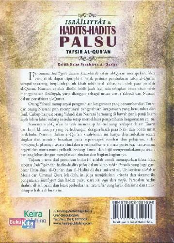 Cover Belakang Buku Israiliyyat & Hadits--hadits Palsu Tafsir Al Quran