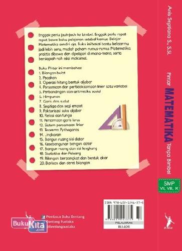 Cover Belakang Buku Smp Kl 7-9 Pintar Matematika Tanpa Bimbel