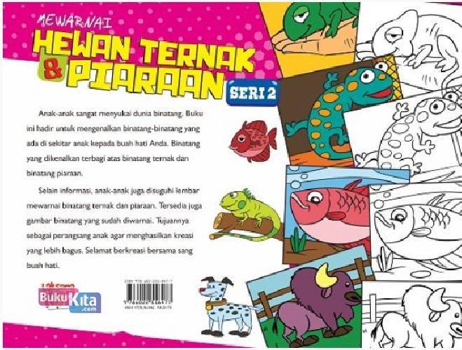 Cover Belakang Buku Mewarnai Hewan Ternak&Piaraan Seri 2
