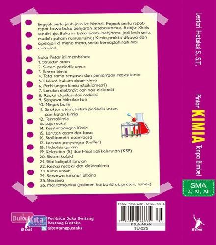 Cover Belakang Buku Sma Kl 10-12 Pintar Kimia Tanpa Bimbel