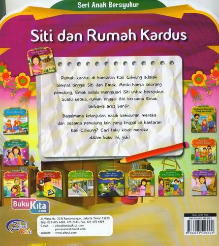 Cover Belakang Buku Siti Dan Rumah Kardus : Seri Anak Bersyukur