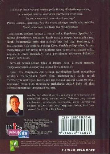 Cover Belakang Buku The Carpenter: Kisah Inspiratif Ttg Strategi Sukses...