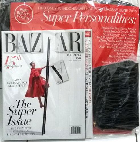 Cover Buku Majalah Bazaar Harpers Edisi 181 | Juni 2015 (Free Beauty Pouch)