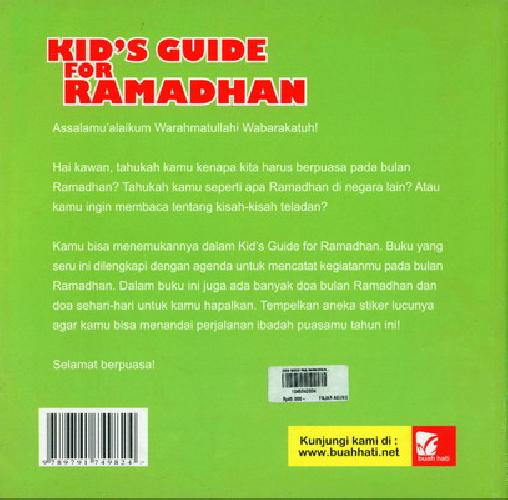 Cover Belakang Buku Kids Guide For Ramadhan (Dilengkapi stiker Berisi agenda puasa)