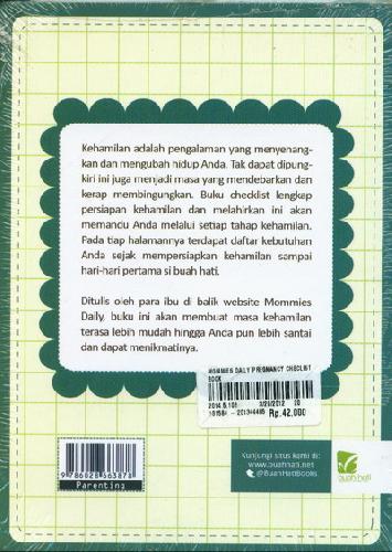 Cover Belakang Buku Mommies Daily Pregnancy Checklist Book