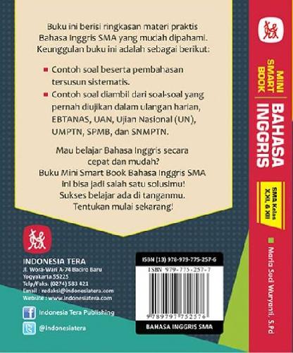 Cover Belakang Buku Sma Kl 10,11&12 Mini Smart Book Bahasa Inggris