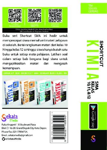 Cover Belakang Buku SHORCUT KIMIA SMA KELAS 10,11,12