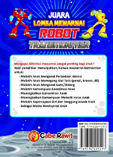 Cover Belakang Buku Juara Lomba Mewarnai Robot Transmorpher