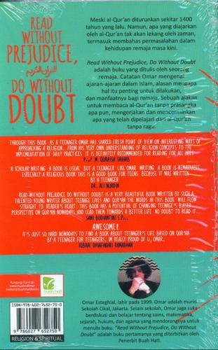 Cover Belakang Buku Read Without Prejudice. Do Without Doubt
