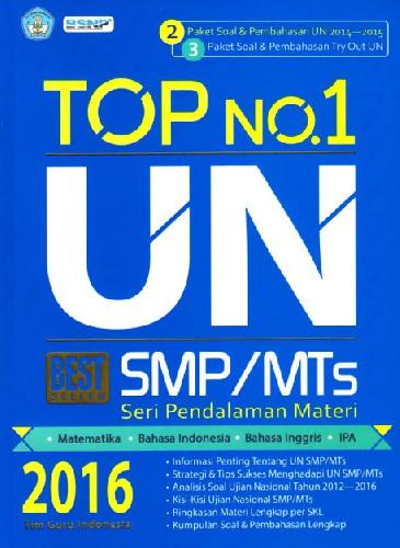 Cover Buku TOP NO. 1 UN SMP/MTS 2016