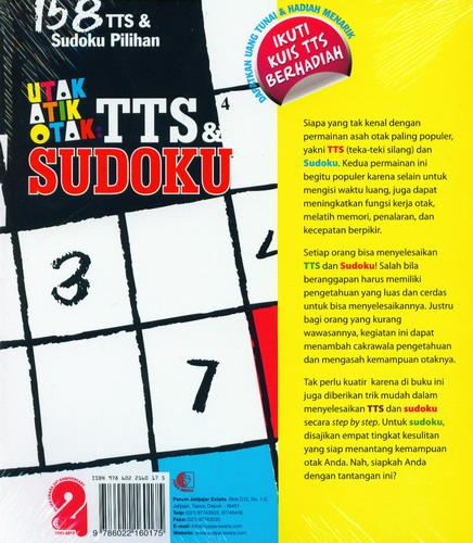 Cover Belakang Buku Utak Atik Otak TTS dan Sudoku