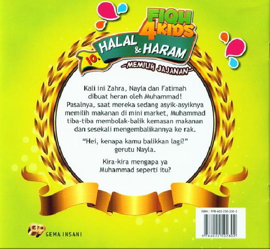 Cover Belakang Buku Fiqh 4 Kids Halal dan Haram - Memilih Jajanan