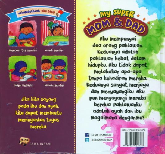 Cover Belakang Buku My Super Mom and Dad (Seri Bilingual)